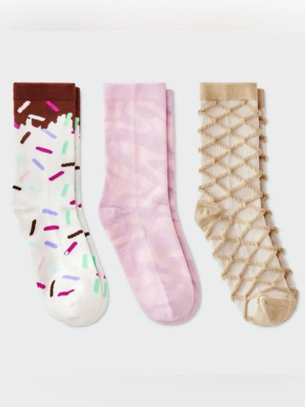 Sockingly Sweet Ice Cream Crew Socks Gift Box Set 3 Pack NWT